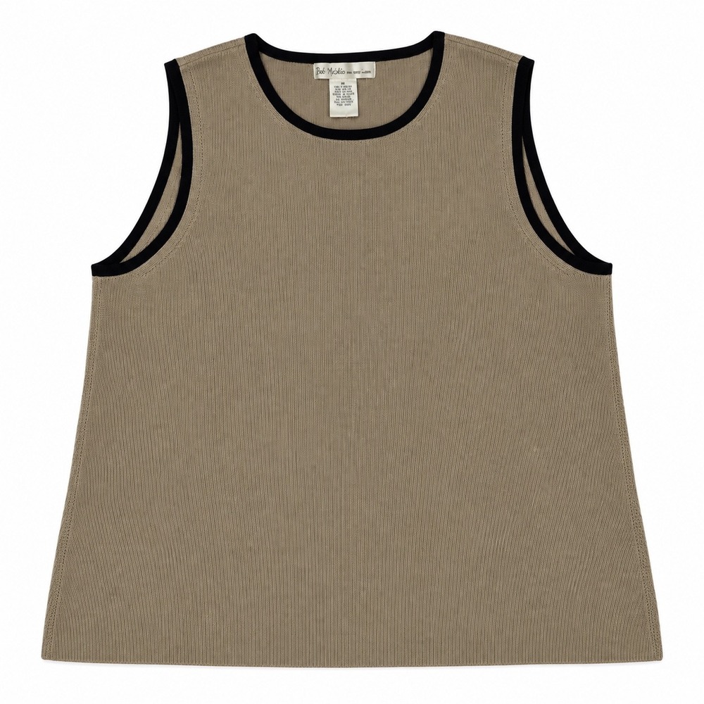 Saks Fifth Avenue The Works Cami Camisole Tank Top Tan Black Neutral Work Size M